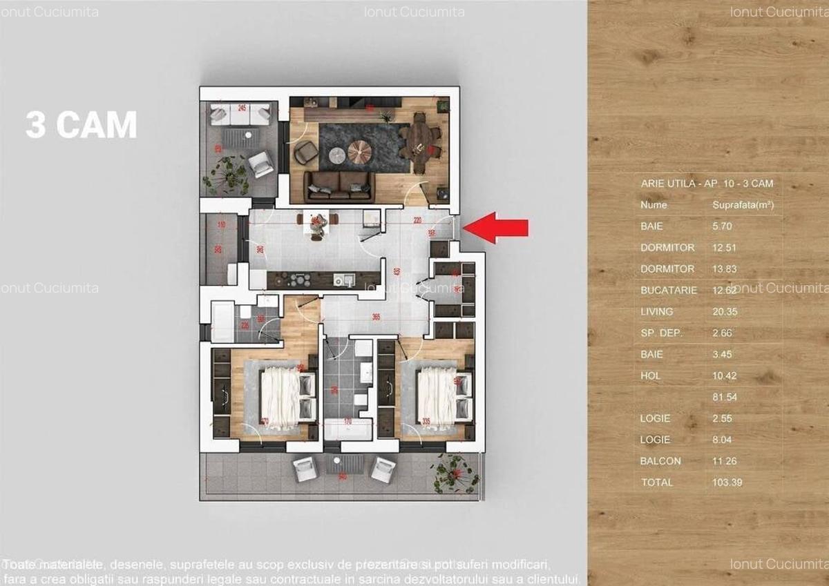 Apartament cu 3 camere decomandat în Titan - 6