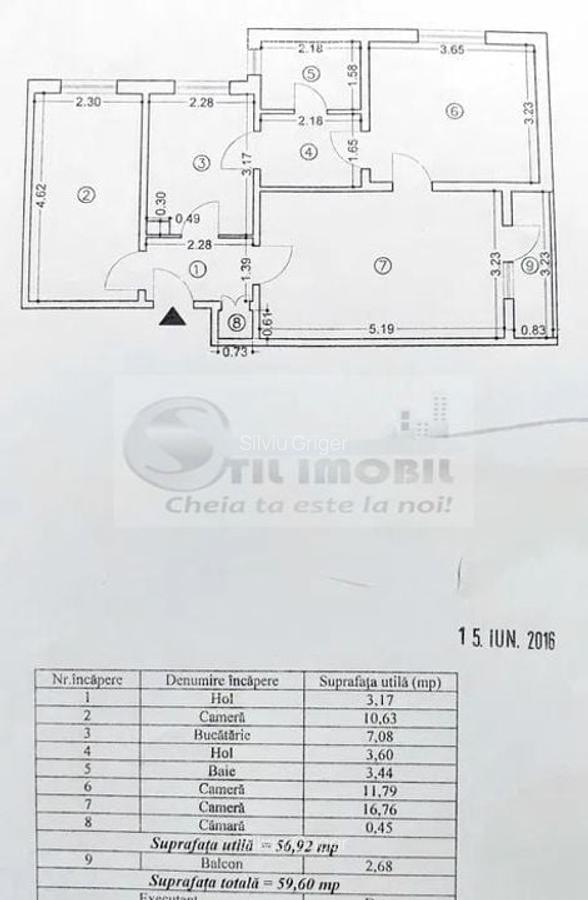 Ap 3 camere - 59,60 mp - zona Tudor 110.000 EUR - 5