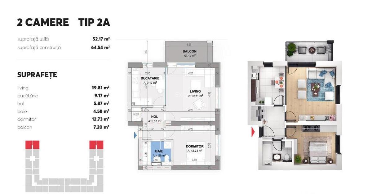 De vanzare Apartament 2 Camere TIP A in Plaza Residence Faza 6 - 2