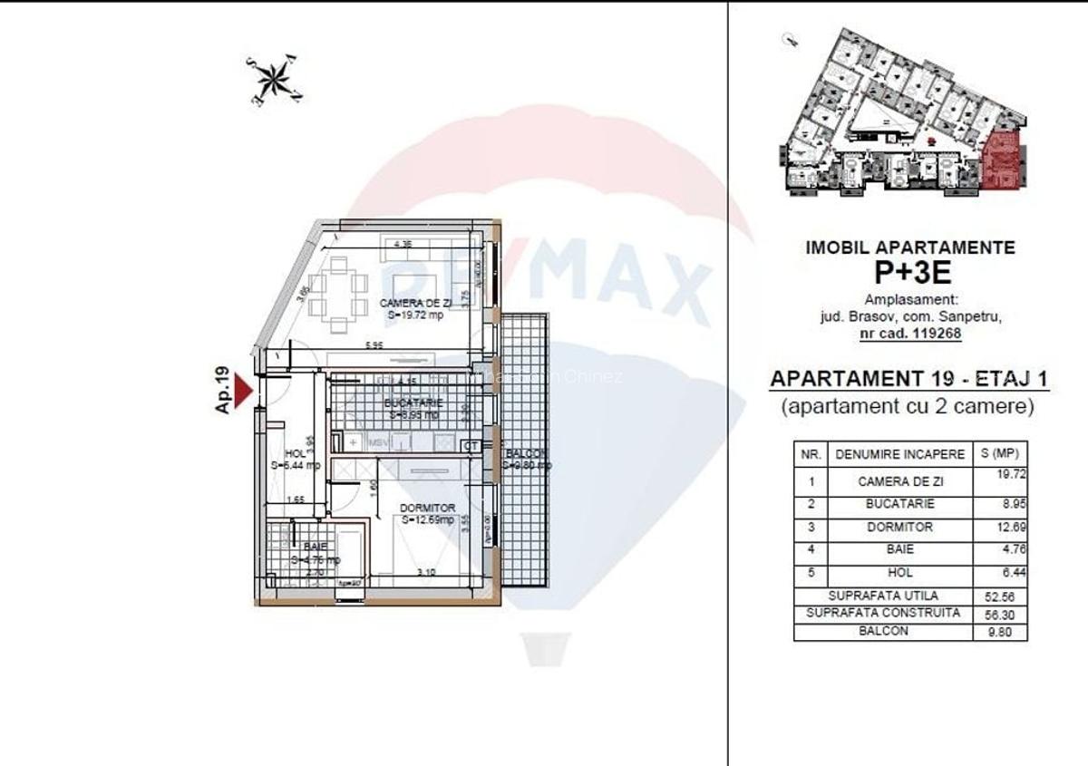 Apartament cu 2 camere decomandat în Tractorul - 9