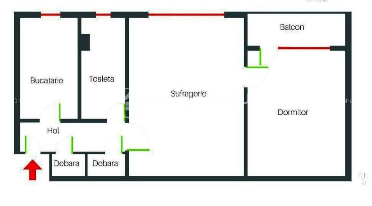 ETAJ 1! Apartament 2 camere, Podu Ros, 50mp, CT - 1