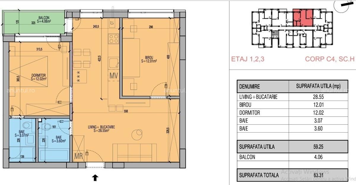 Piata Sudului, 3 camere studio/ central/ langa STB 440, 439 , cu capat metrou P-ta Sudului - 1