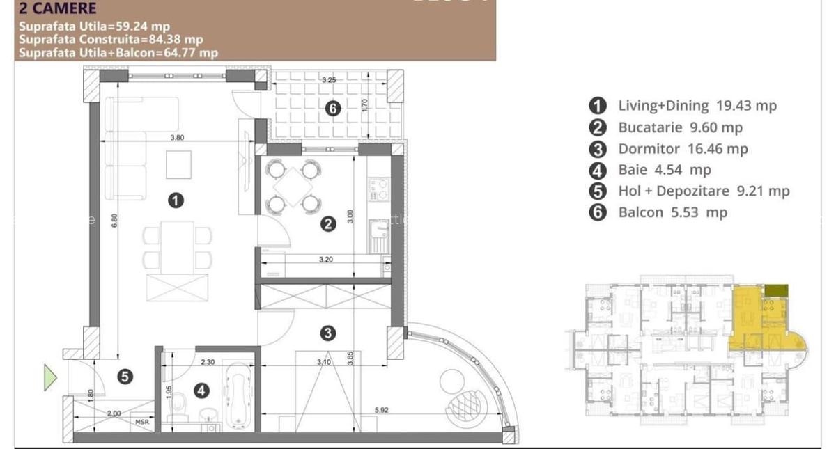 Apartament cu 2 camere semidecomandat în Avantgarden - 5
