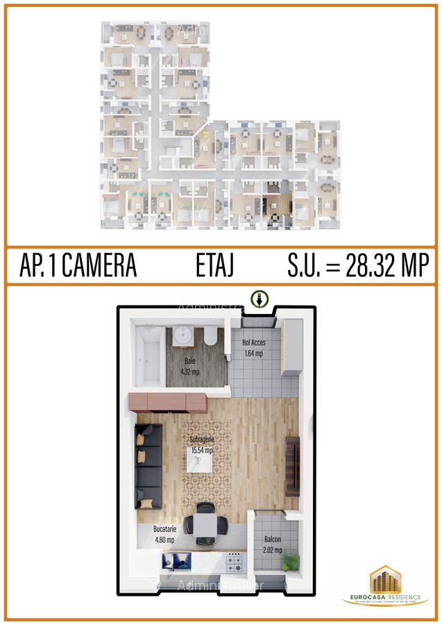 Garsoniera semidecomandata, cartier Militari Residence, comision 0% - 1 Garsoniera semidecomandata, cartier Militari Residence, comision 0% - 1
