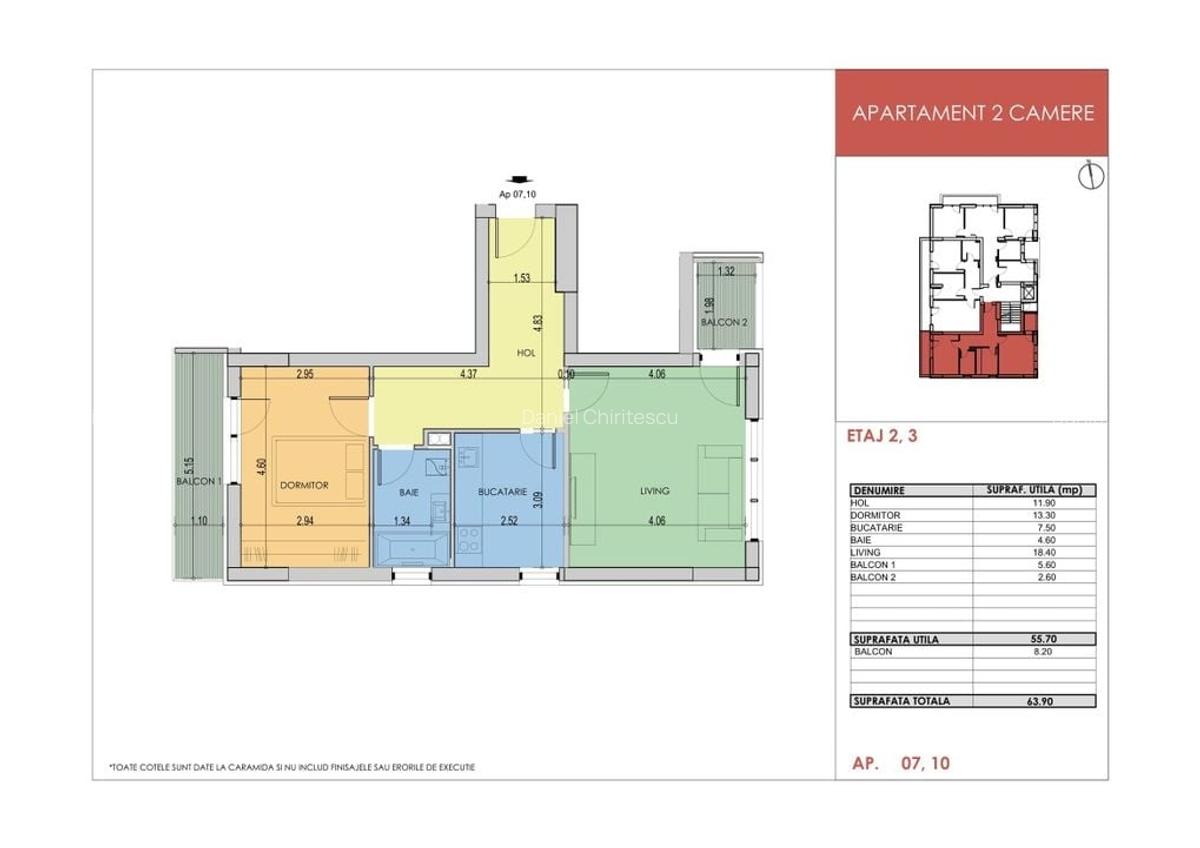 Apartament 2 Camere Decomandat 63.9 Mp  Bloc Nou Grand Arena - 5