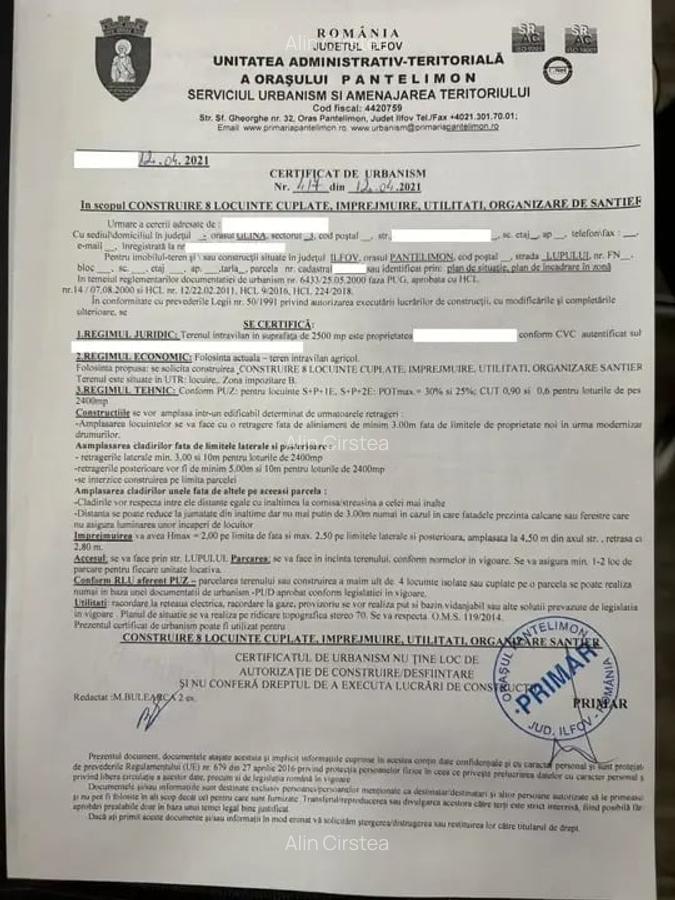 Oportunitate Teren Case Individuale sau Duplexuri Padurea Cernica 300m - 2