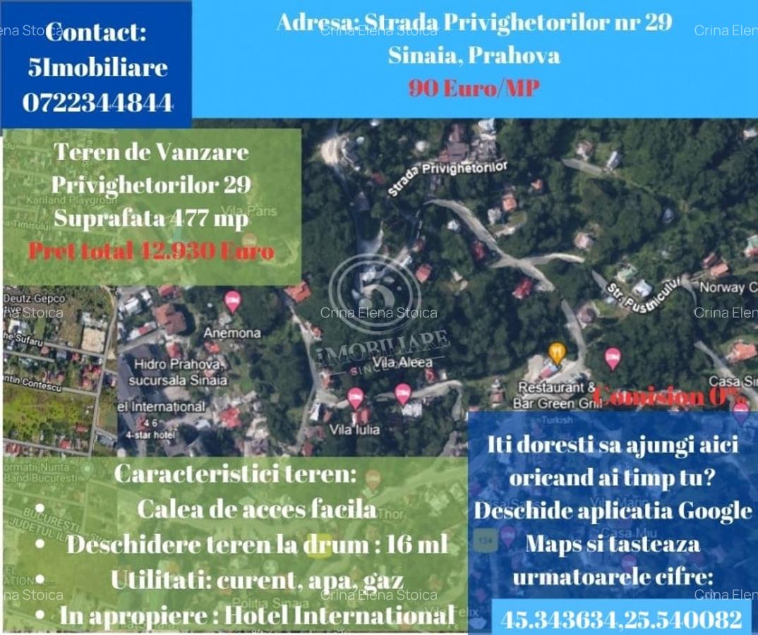 Sinaia- Teren de Vanzare- 477 mp Comision 0% - 1