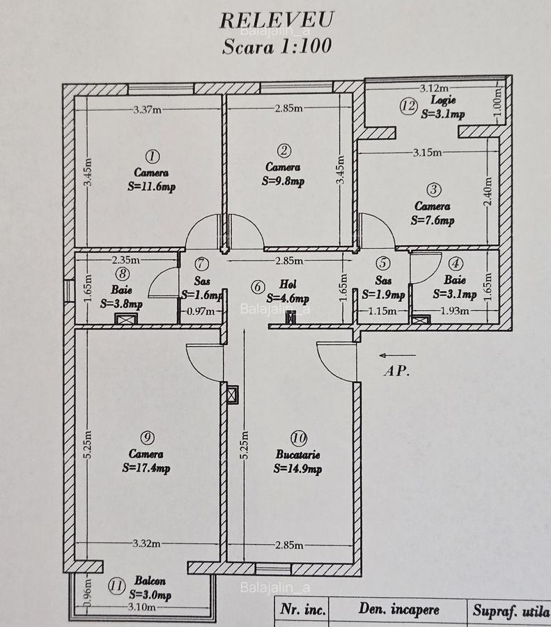 Apartament 4 camere, 2 băi, 2 balcoane, et. 2/4, Timișoara, Calea Torontalului - 1