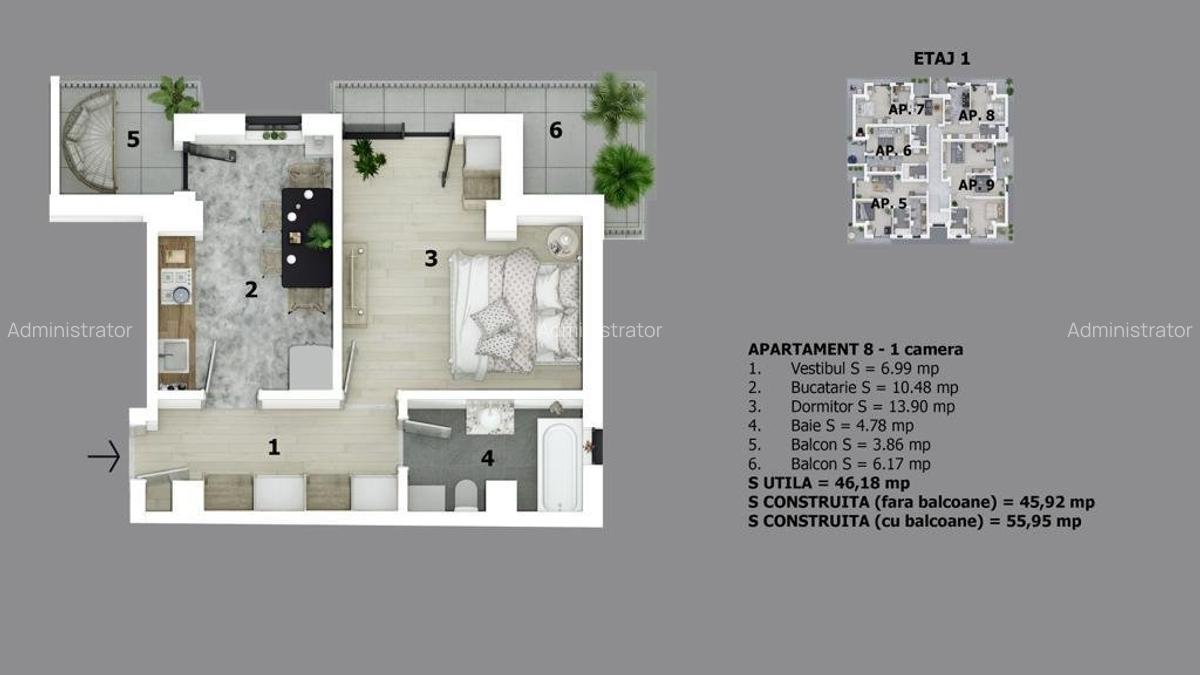 Apartament 2 camere, direct dezvoltator ! Bloc cu 1-2-3 camere! - 8