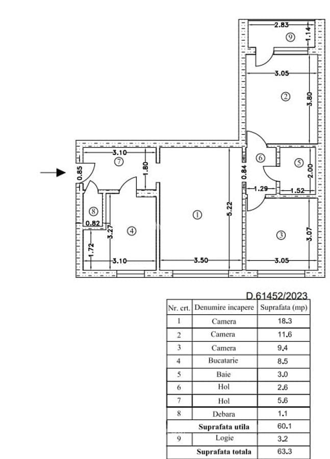 Apartament 3 camere – Aleea Postăvarul - 18