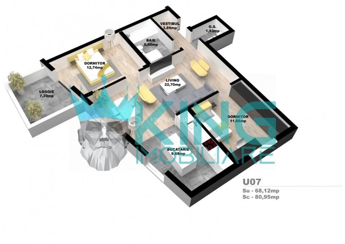 Apartament cu 3 camere semidecomandat, mobilat în 1 Decembrie 1918 - 6