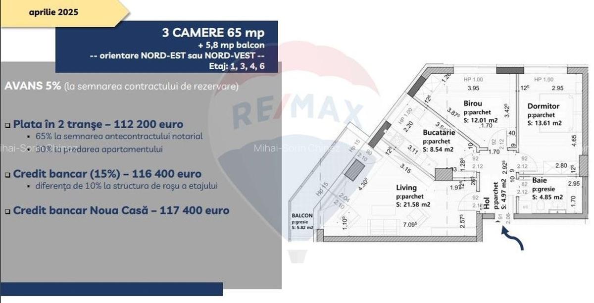 Apartament 3 camere de vanzare - 65 mp + 5,8 mp balcon, Vivamus Brasov - 2