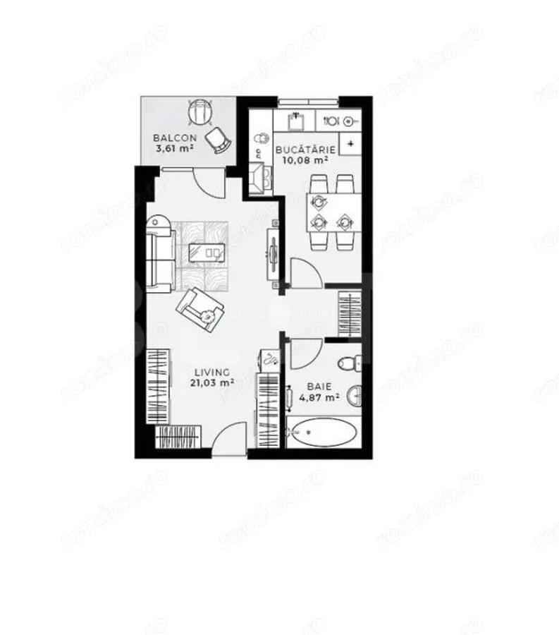 Apartament cu 1 camera, 38 mp, etaj intermediar Zona Iulius Mall - 8