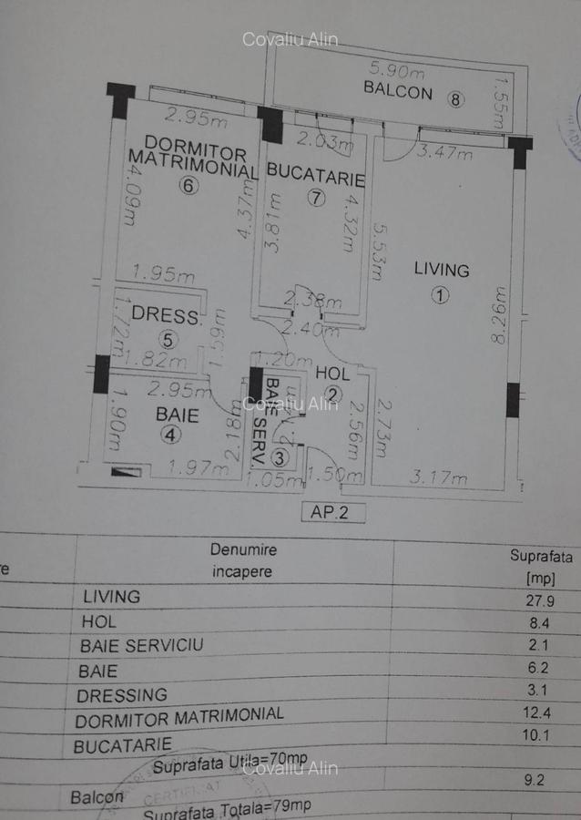 Apartament 2 camere, 2 grupuri sanitare, loc parcare, situat in Tractorul - 22