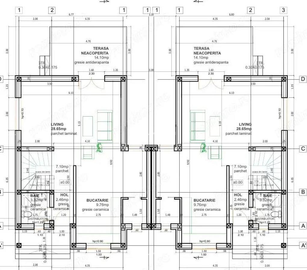 Sanandrei Duplex cu Perete Dublu, Proiect Modern - 2