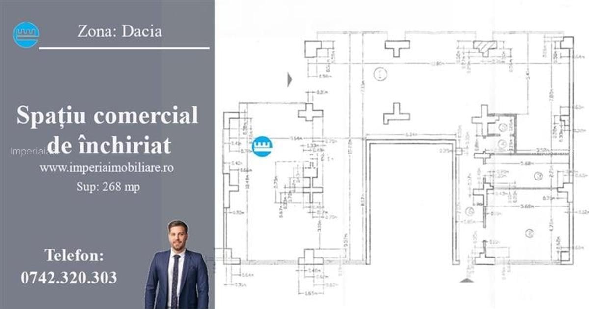 Inchiriez spatiu comercial, supr 268mp, Zona Dacia - 1