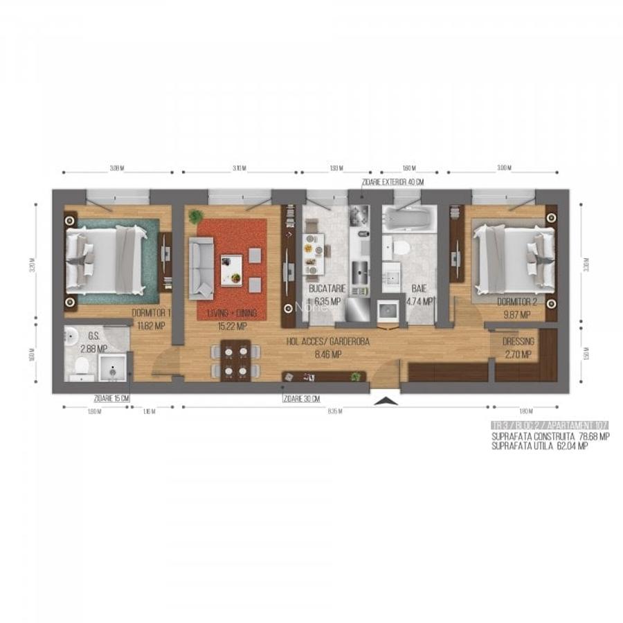 Apartament cu 3 camere semidecomandat în Militari - 2