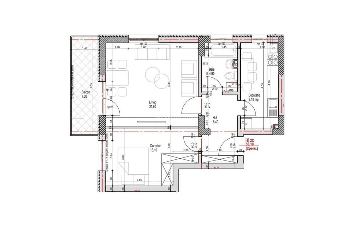Apartament 2 Camere Decomandat Sector 4 Grand Arena 62.3Mp - 1