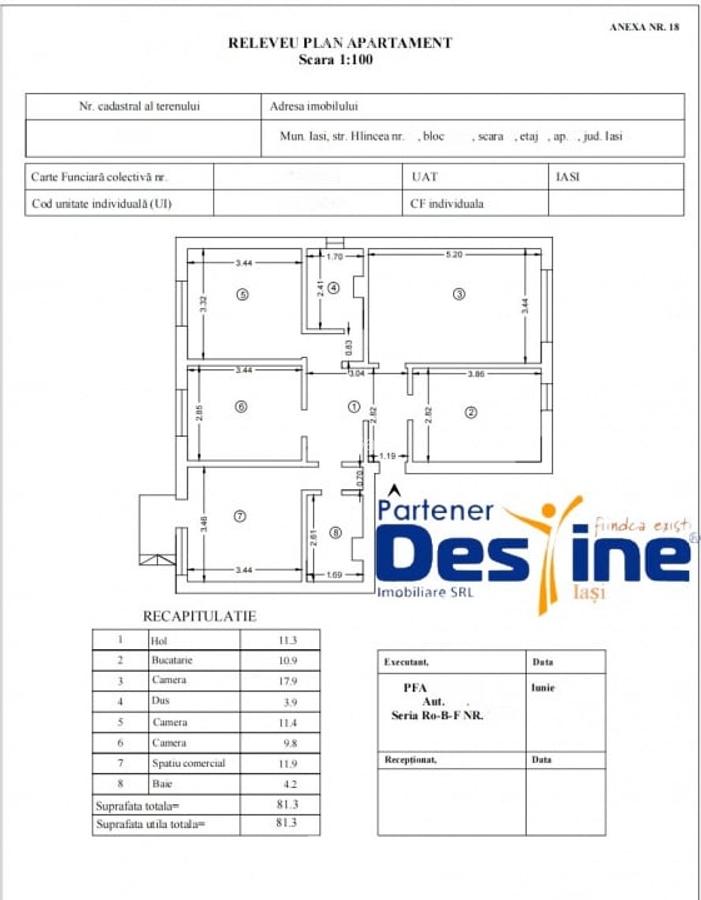4 camere decomandat - 2 bai cu geam - centrala termica - simplu - la strada, CUG - 12