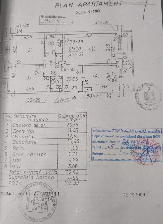 Apartament 3 camere de vanzare, 80 mp, etaj 3, strada Tineretului Braila - 1