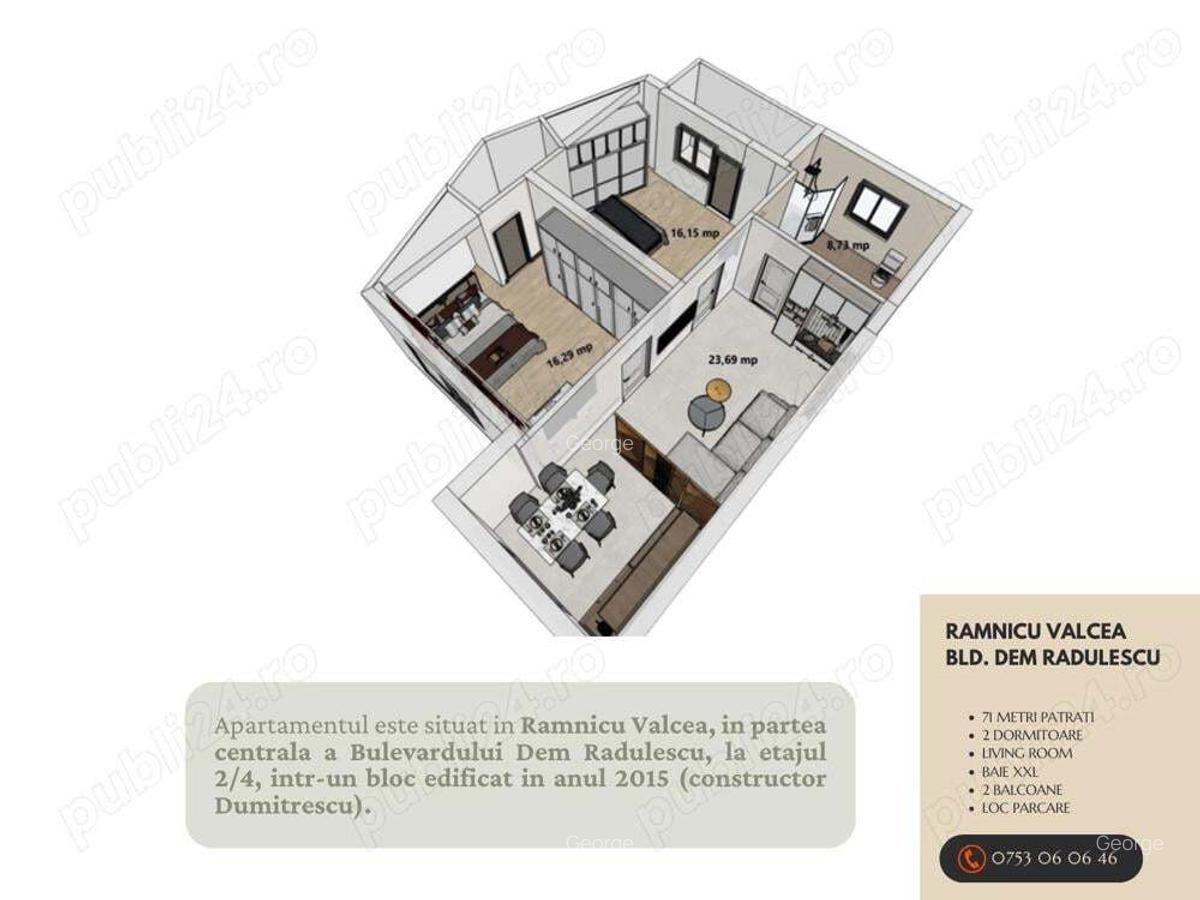 Apartament |3 camere|Dem Radulescu|71 mp| Loc Parcare | Etaj 2 4 - 2