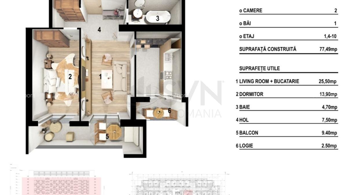 REA1024423 Apartament 2 camere NEW WORD Splaiul UNIRII - 10