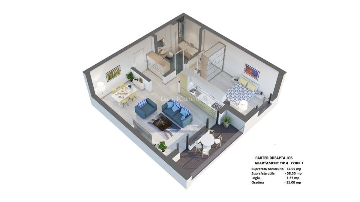 Apartament cu 2 camere decomandat în Pipera - 3