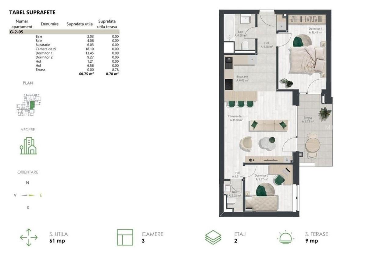 Apartament cu 3 camere, 2 bai - Timisoara, zona de Nord - Comision 0% - 13