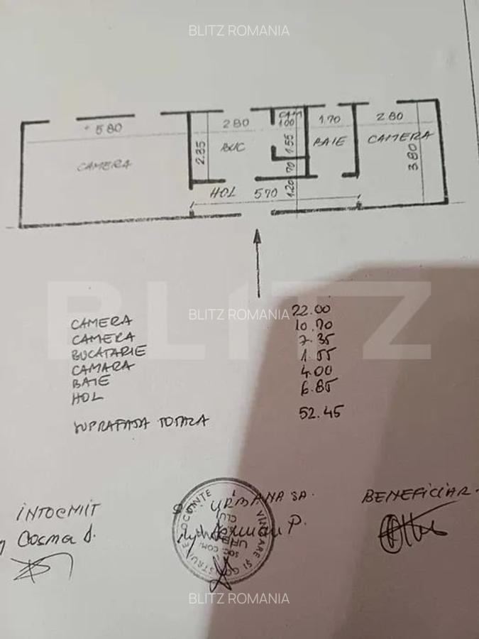 Apartament 2 camere, decomandat, 52,45 mp, Manastur, zona Taberei - 9 Apartament 2 camere, decomandat, 52,45 mp, Manastur, zona Taberei - 9