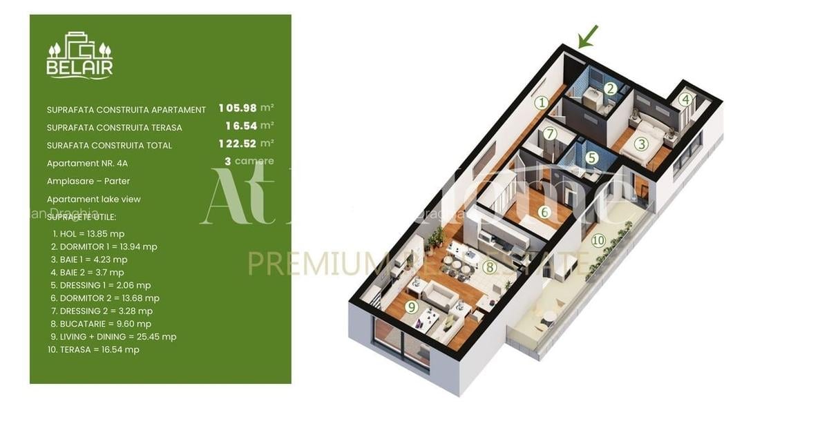 BELAIR LAKE, Apartament cu 3 camere,  MOBILAT, parcare - 19