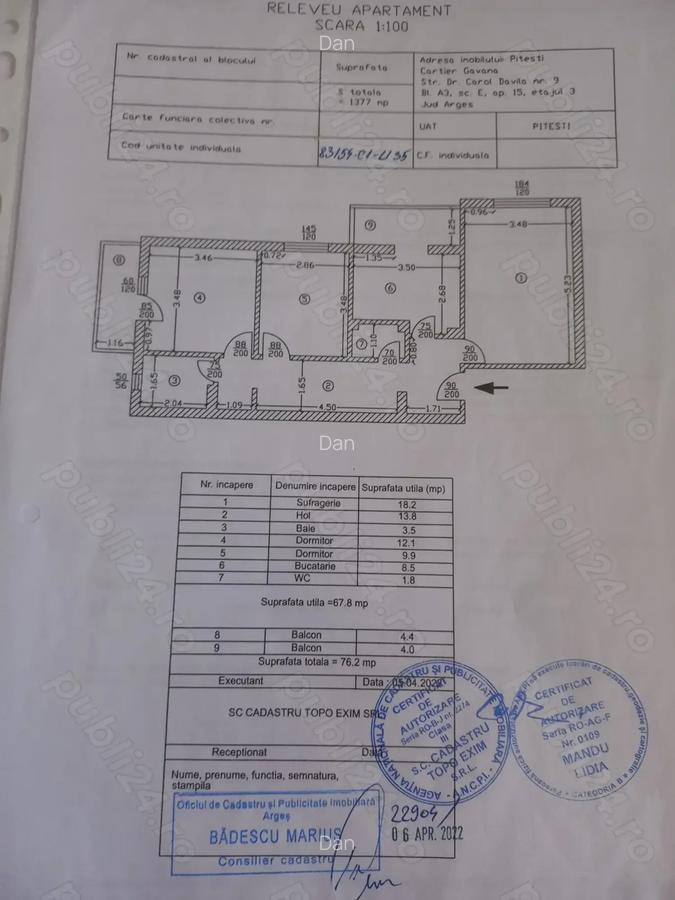 Schim apartament 3 camere, transformat in 4, cu apartament 2 camere +diferen?a - 1