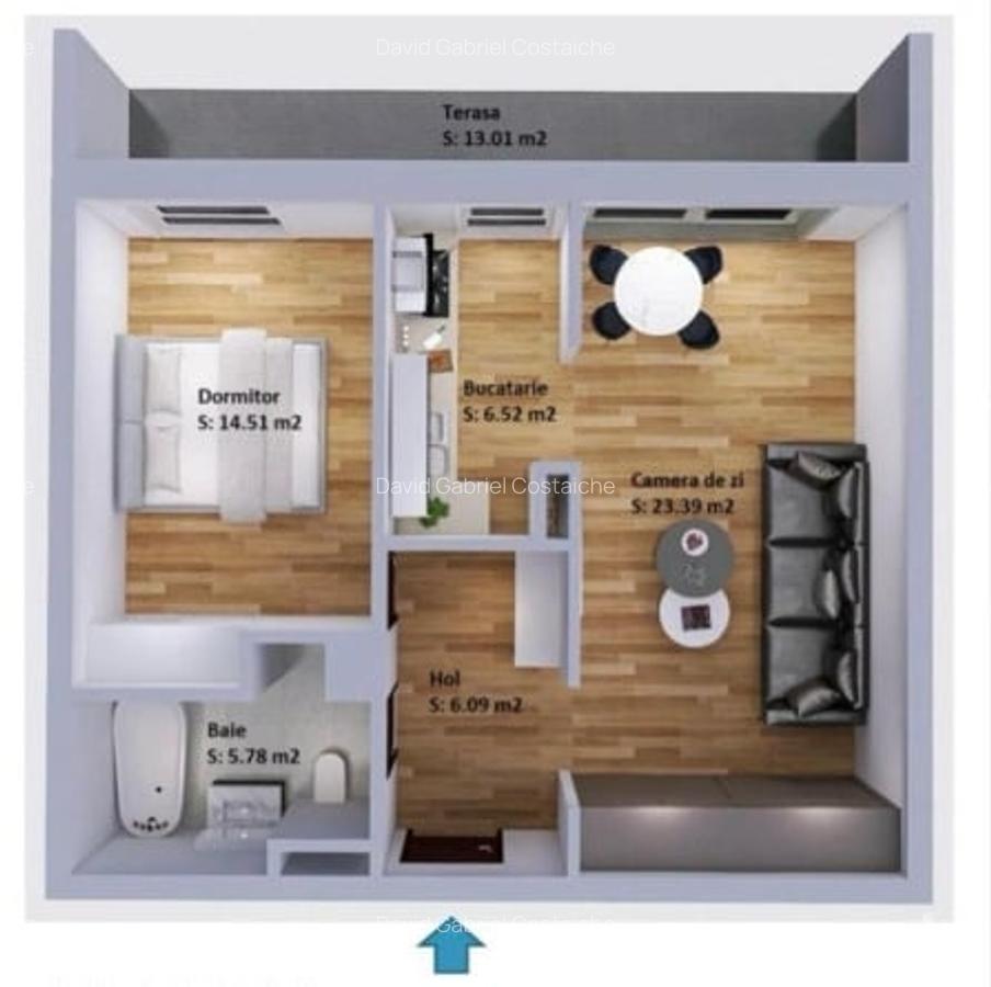 Apartament 2 camere, semifinisat, Plopilor - 1