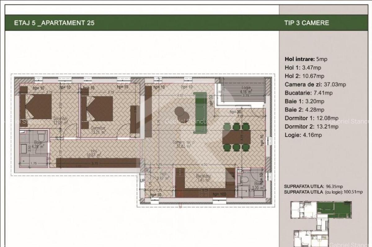 Duplex 3 camere cu terasa de 85mp in bloc nou, zona Nerva Tr - 2