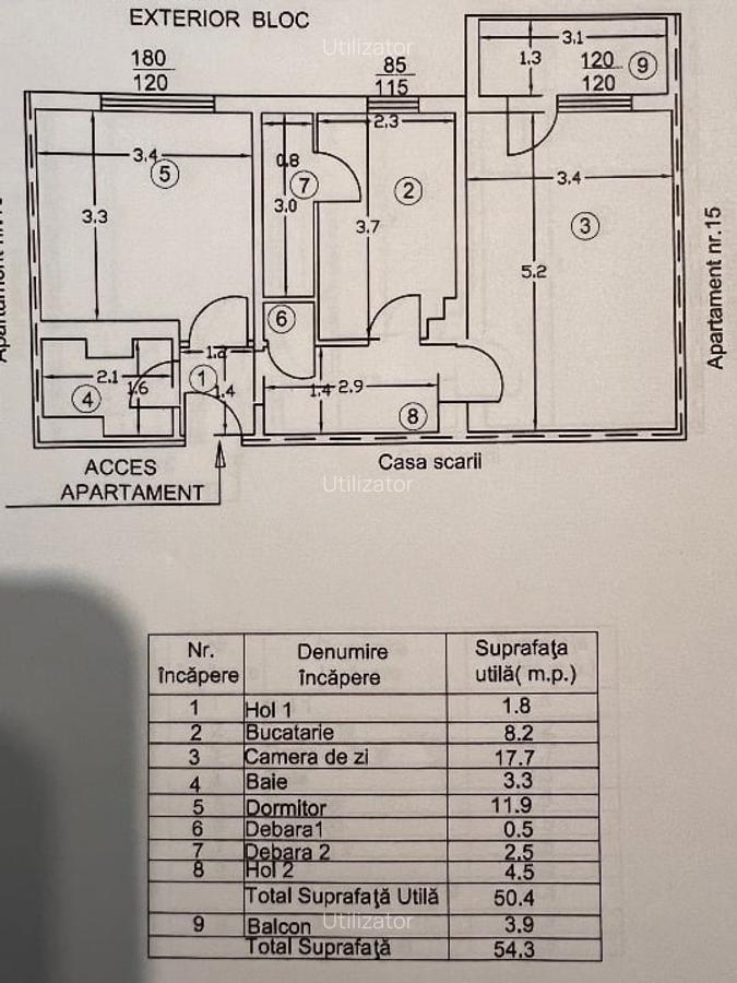 Apartament 2 camere, decomandat, mobilat, etaj 3/4, Calea Republicii, Bacau - 12
