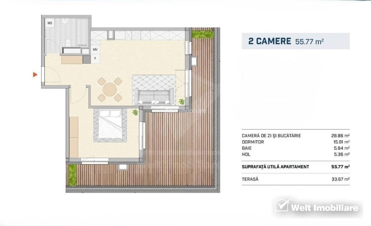 Penthouse/spatiu birou, 2 camere, finisat, prima inchiriere, parcare subterana - 8