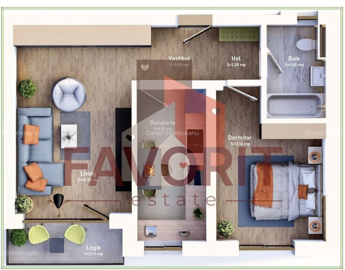 COMISION 0%.  Etaj 1 . Decomandat. Loc de parcare inclus - 7