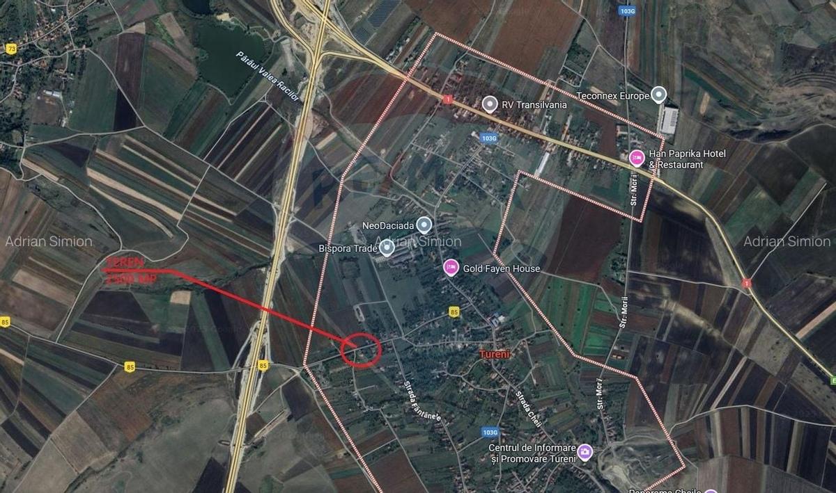 Teren intravilan 2500 mp in Tureni, 20 km de Cluj-Napoca - 2