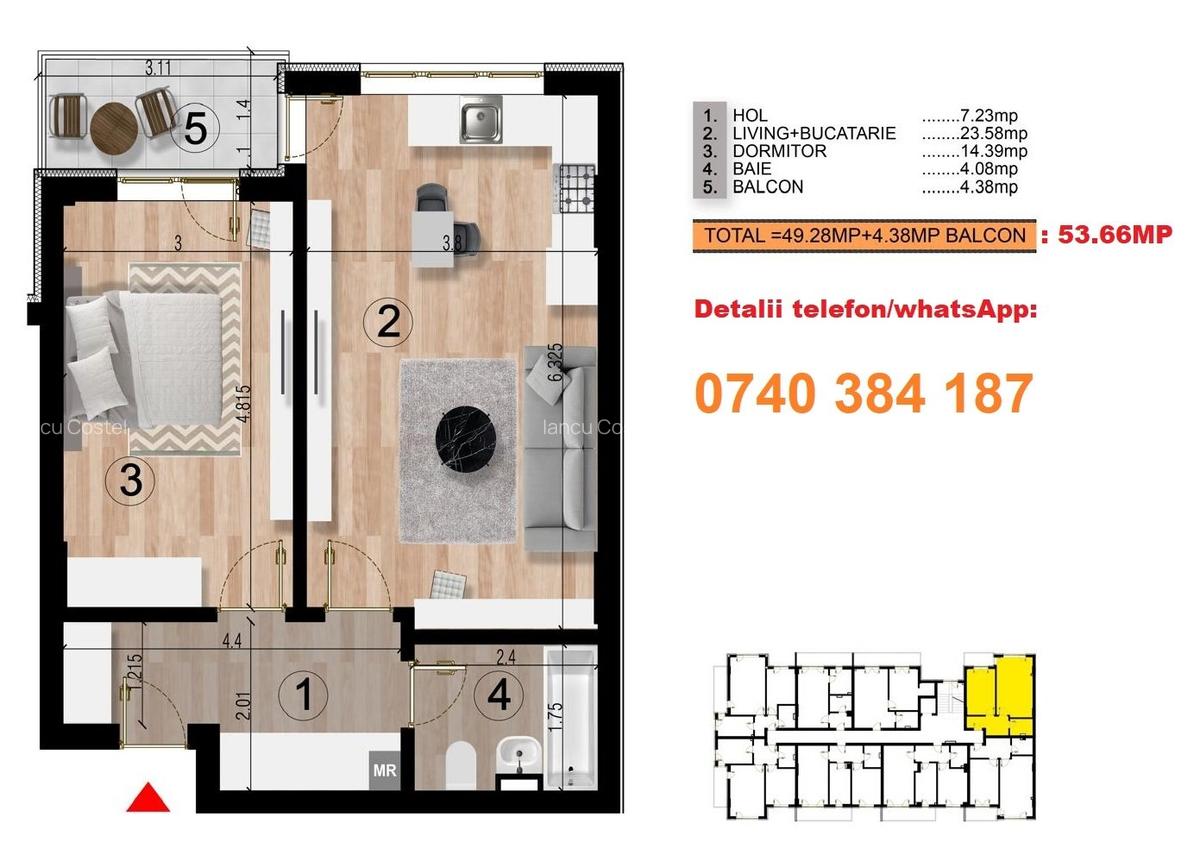 2 camere tip Studio 53.66mpu - Metrou Berceni - Predare August - 8