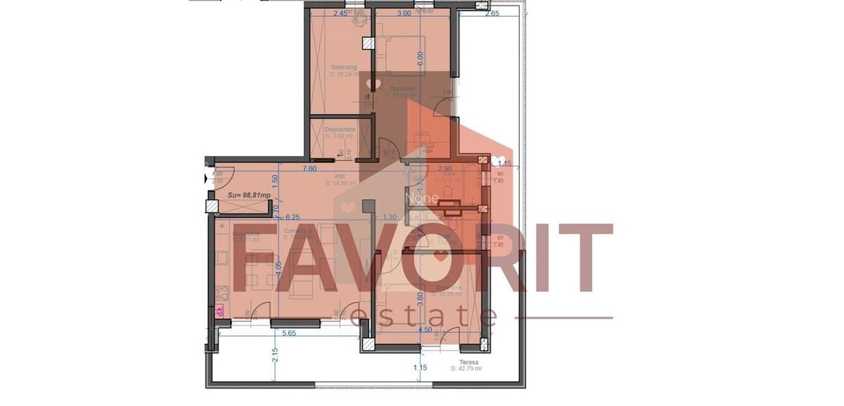 Zona Aradului. Terasa 42 mp. Dormitor matrimonial cu dressing. Comision 0%. - 4