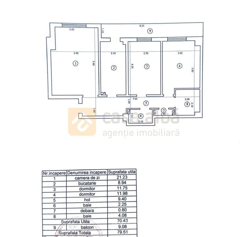 Apartament cu 3 camere decomandat, mobilat în Central - 9