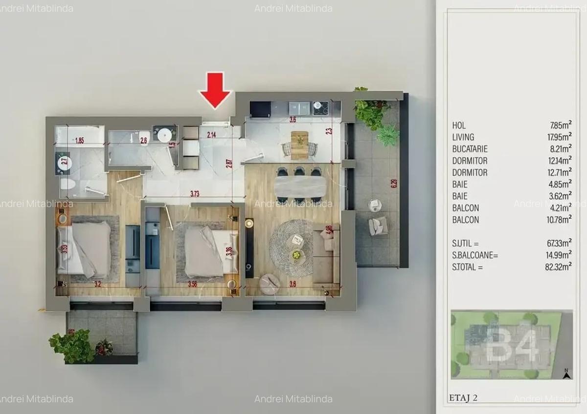 Apartament cu 3 camere decomandat în Theodor Pallady - 2