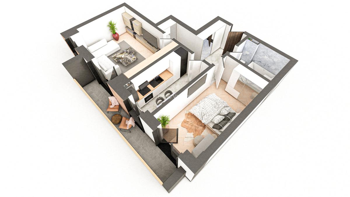 BRAUS CONFORT VIȘANI - Apartament Tip D – 2 Camere Decomandat - 3