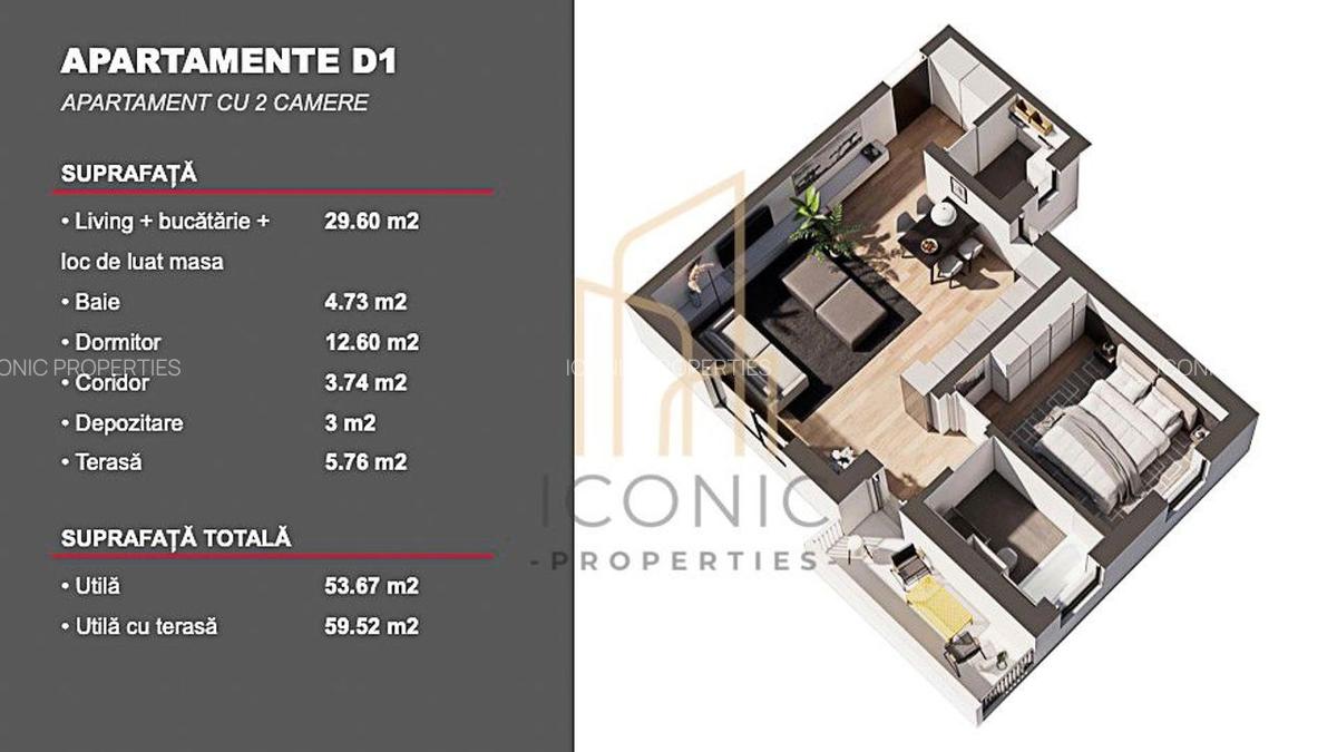 De vanzare aparatment 2 camere , Dumbravita cu finisaje PREMIUM - 1