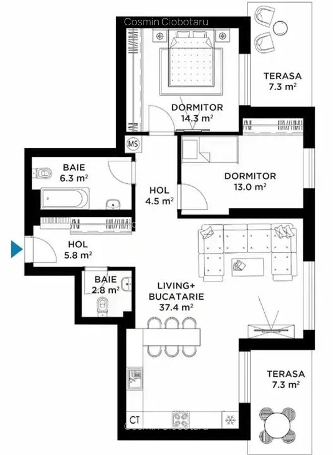 Apartament cu 3 Camere - Vedere Lac | Bucureștii Noi | Străulești - 9