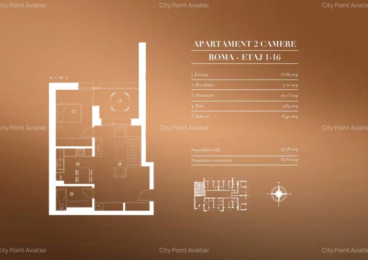 Apartament 2 camere de vanzare - City Point Aviatiei - 10