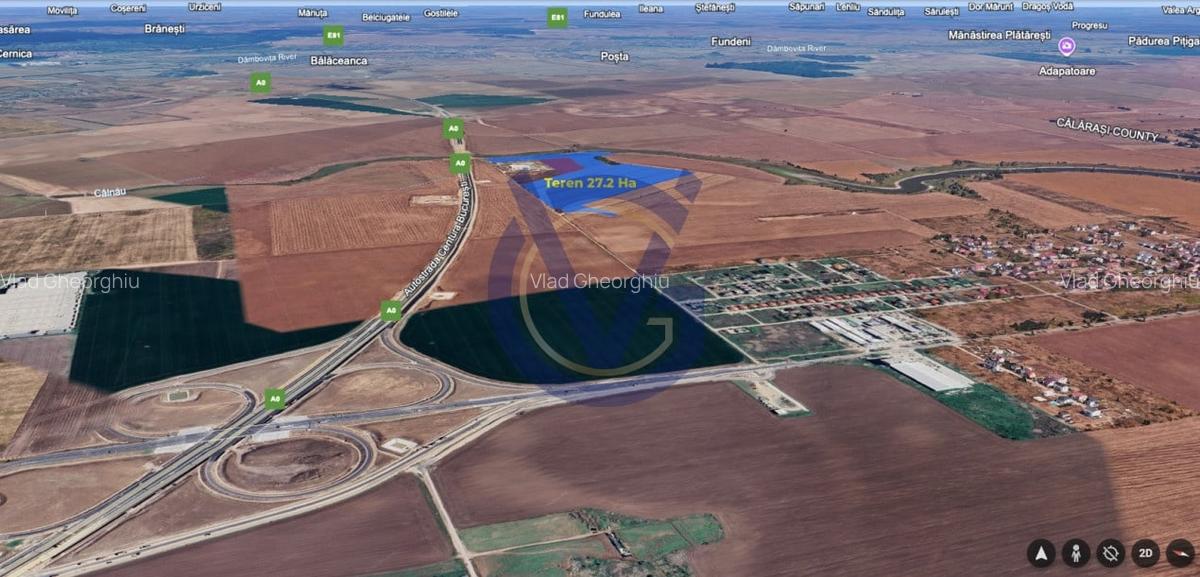 NOU - Oportunitate: 14,5 EURO/mp - 27,2 Hectare - Nodul A0 Glina - 3