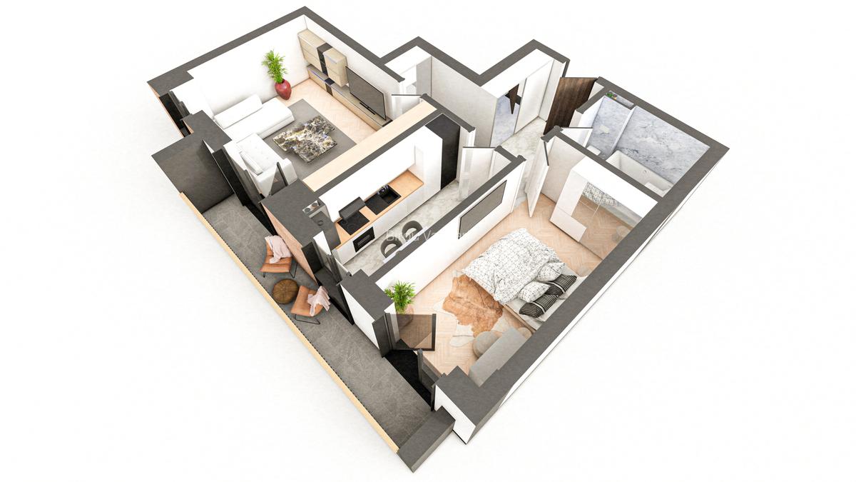 BRAUS CONFORT VIȘANI - Apartament Tip D – 2 Camere Decomandat - 3