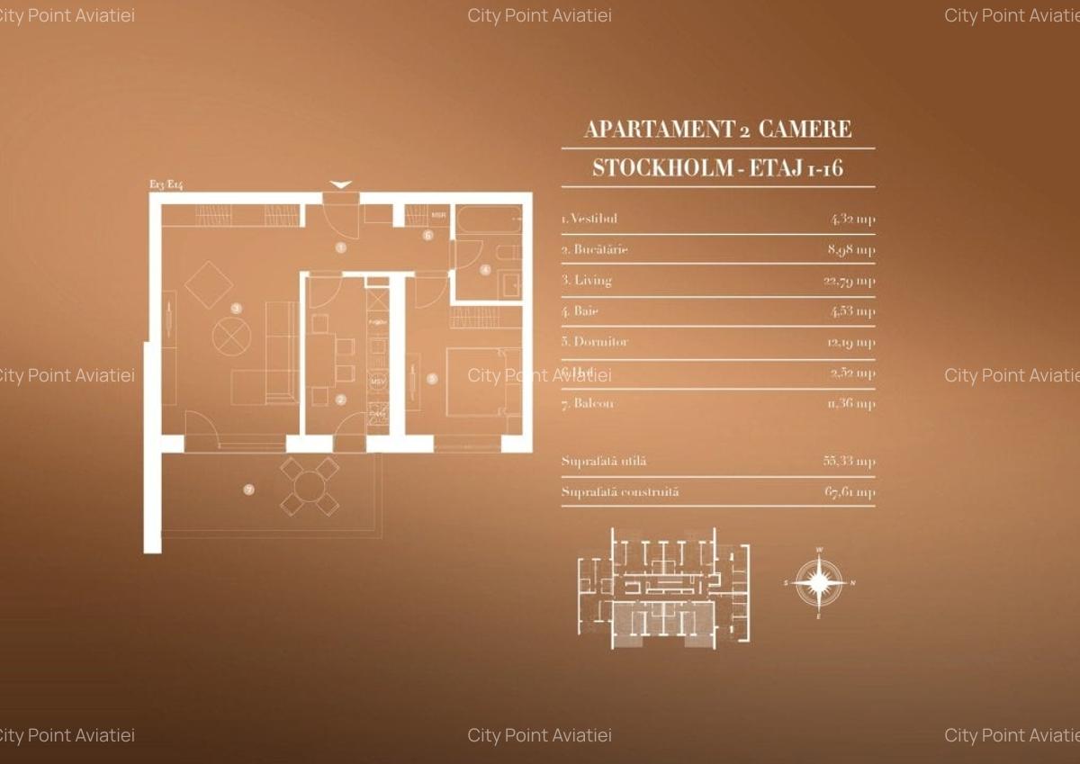 Apartament 2 camere de vanzare - City Point Aviatiei - 7