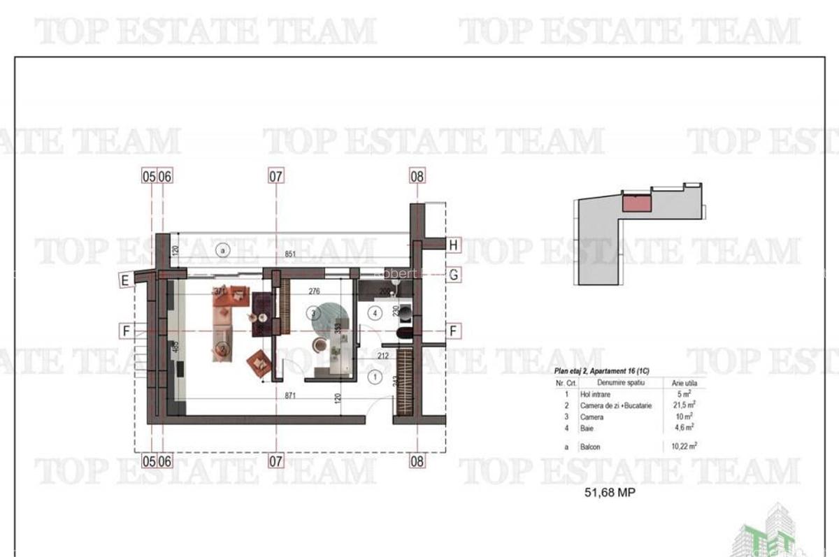 Apartament tip studio bloc nou metrou 1 Decembrie 1918 - 1