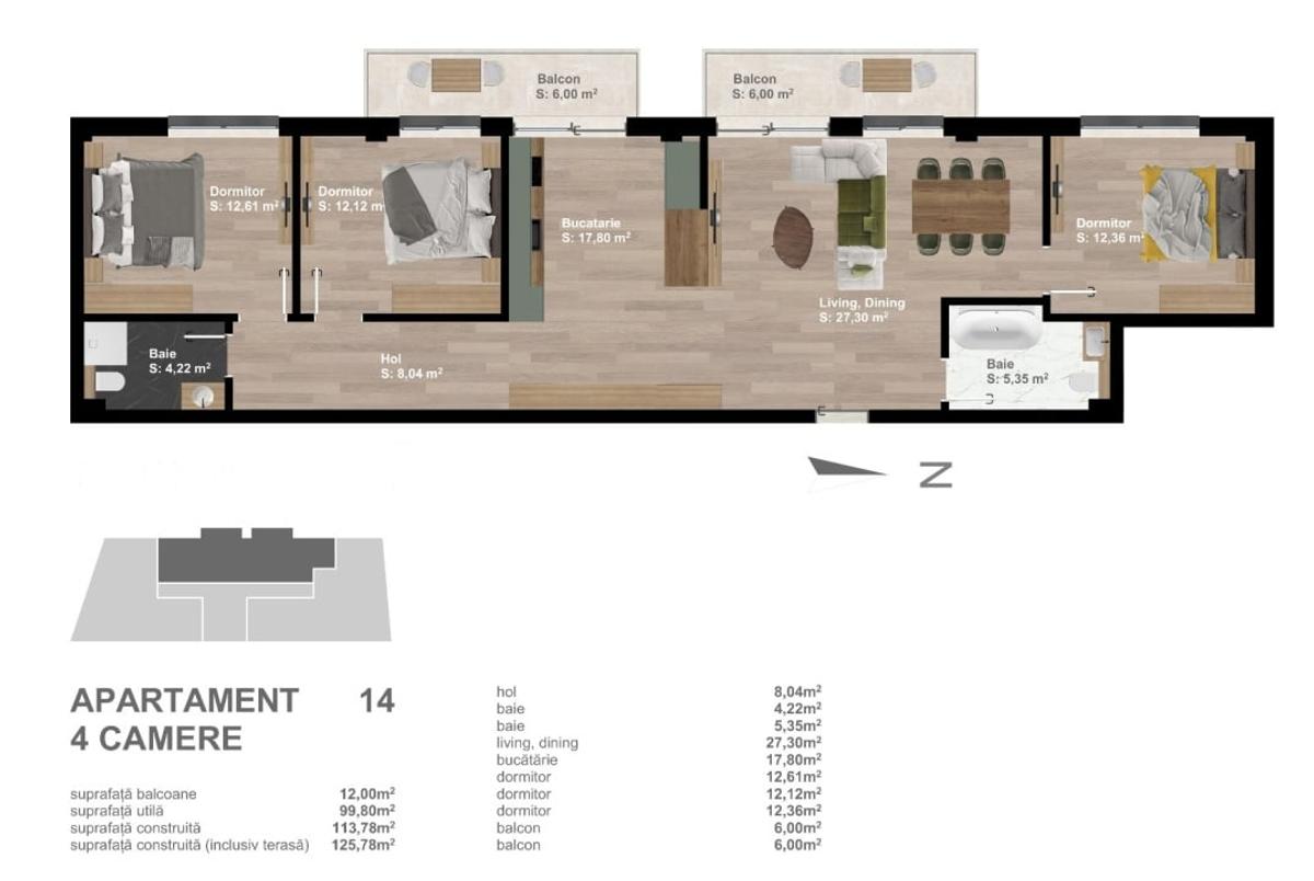 Apartament 4 camere - 99,80 mp utili - zona Someseni - Cluj! - 4